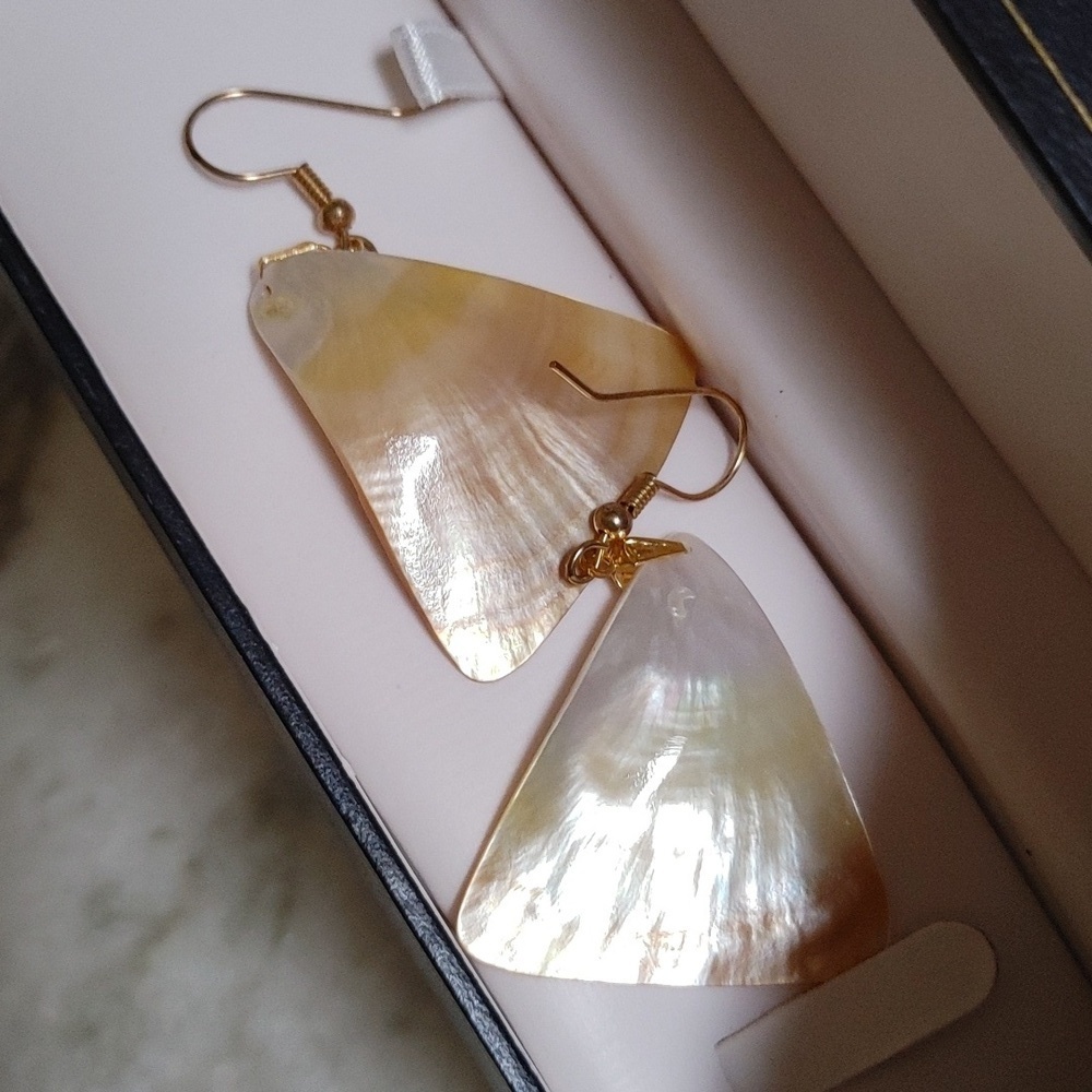 Abolone Triangle Dangle Earrings